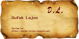 Dufek Lajos névjegykártya